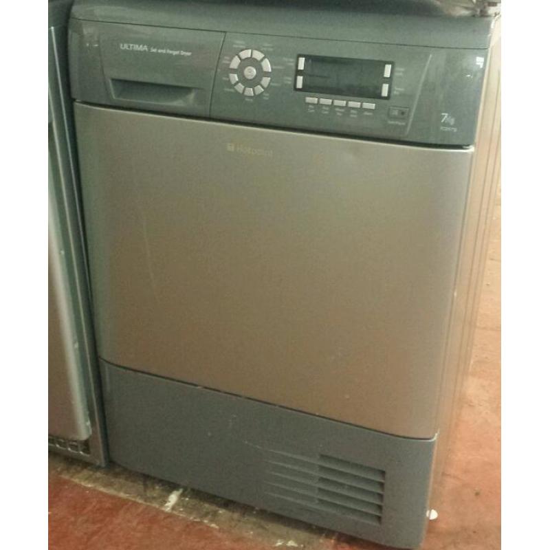 Hotpoint ultima digital 7kg grey silver condenser dryer fully working