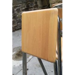 4 x Folding chrome/wood Breakfast bar stools