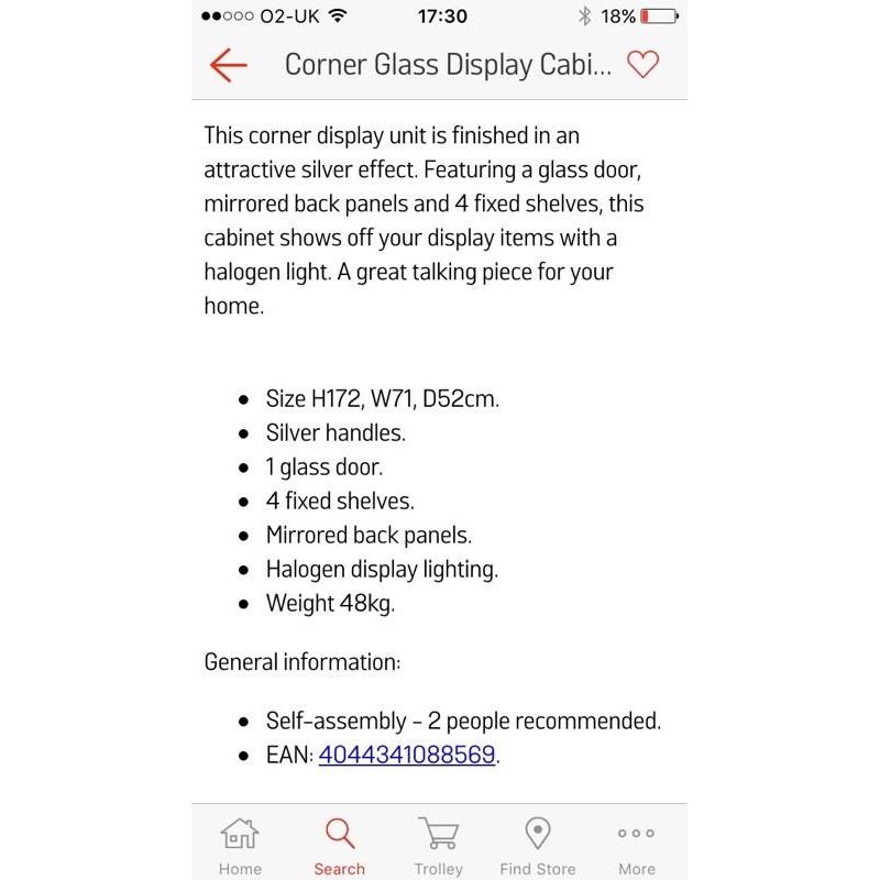 Glass display cabinet