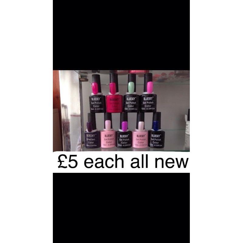 Brand new bottles of BLUESKY gel nail polishes