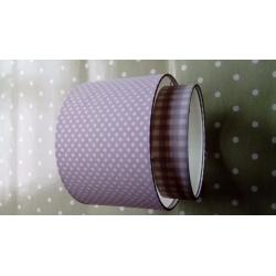 Lilac spot and check lampshade