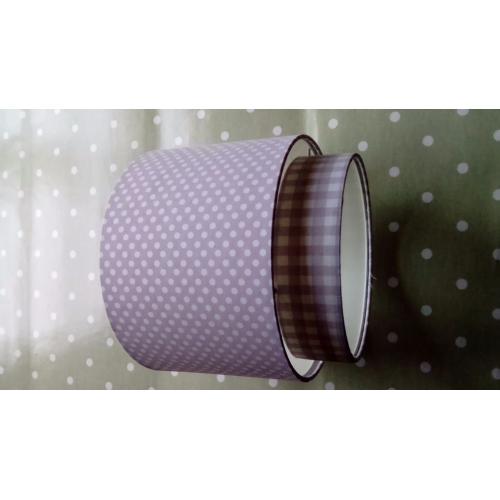 Lilac spot and check lampshade