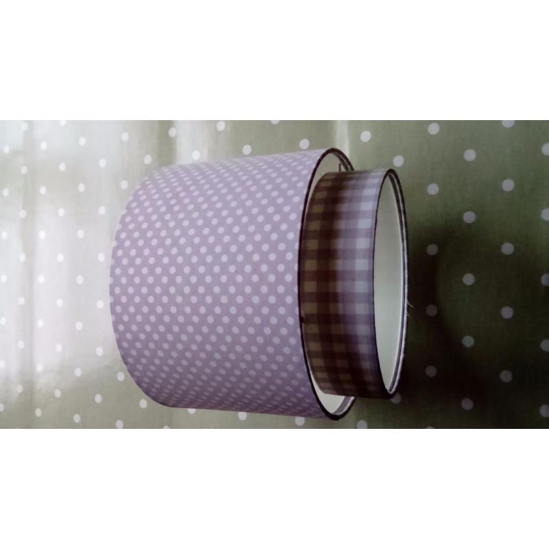 Lilac spot and check lampshade