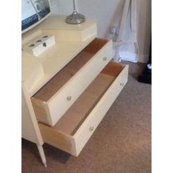 VINTAGE RARE DRESSING TABLE WITH LARGE ADJUSTABLE TILTING MIRROR AND TWO DRAWERS