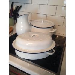 Rustic large pot, jug and dish
