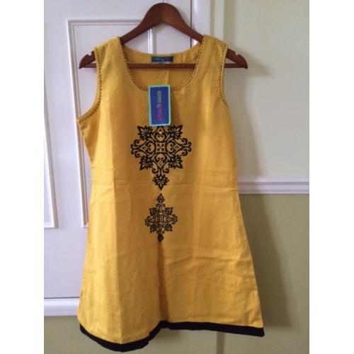 Ladies Yellow Tunic Style Dress with pattern BRAND NEW WITH LABELS (Size M / 12-14)