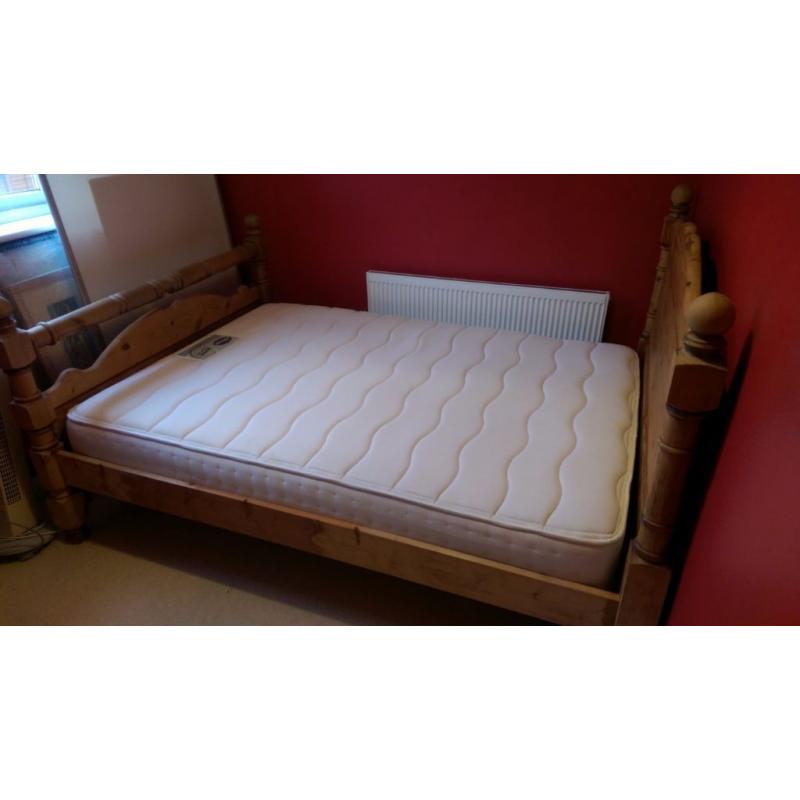 Solid Pine Double Bed Frame and SilentNight Pocket Spring & Memory Foam Mattress - lightly used!
