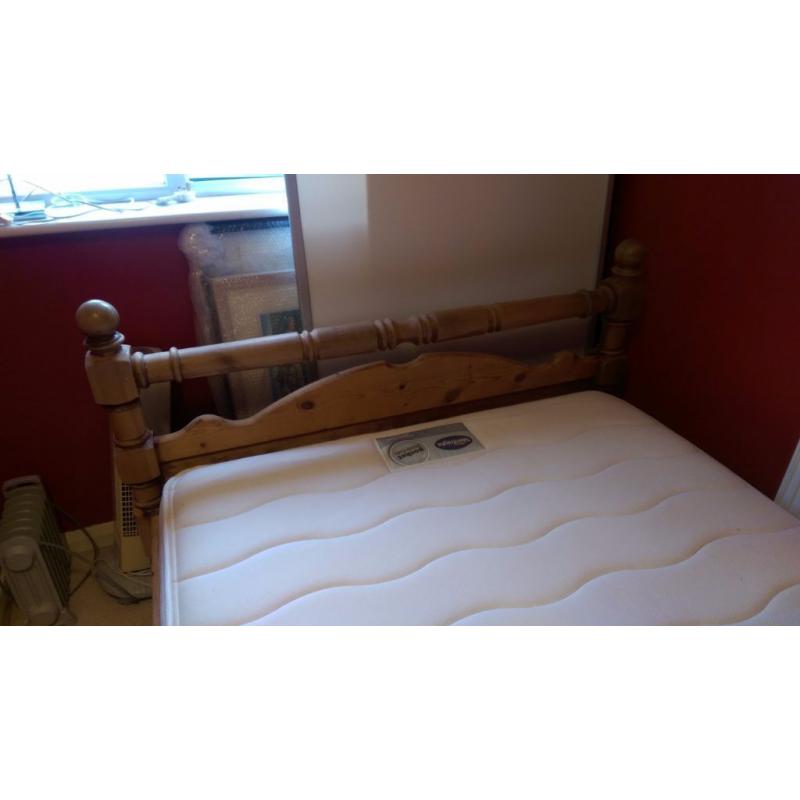 Solid Pine Double Bed Frame and SilentNight Pocket Spring & Memory Foam Mattress - lightly used!