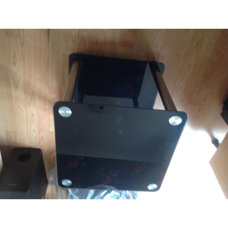 TV stand sky box DVD player stand HIFI stereo stand black glass stand