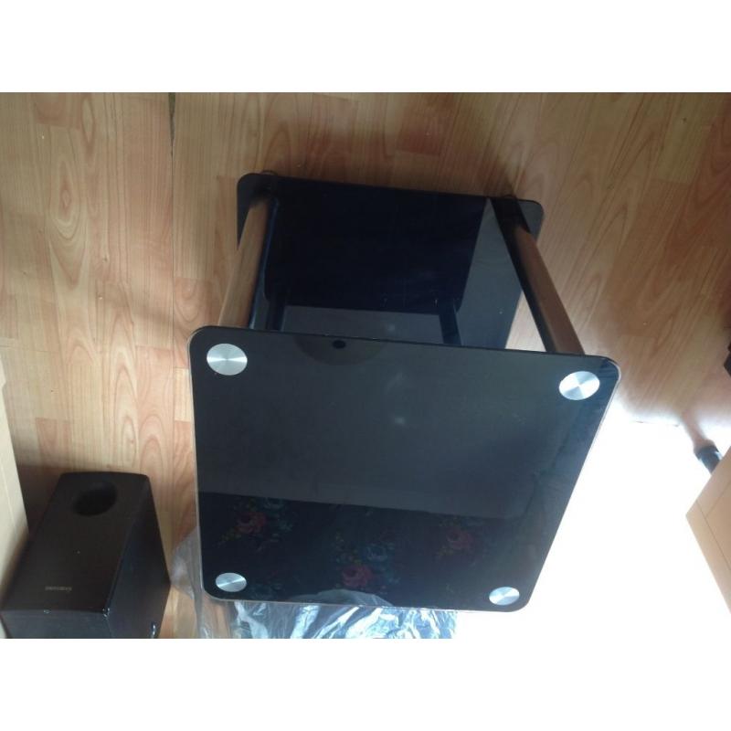 TV stand sky box DVD player stand HIFI stereo stand black glass stand