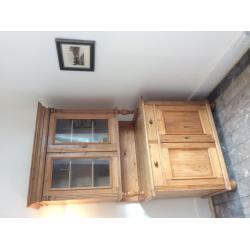 Antique Pine, Glass front dresser