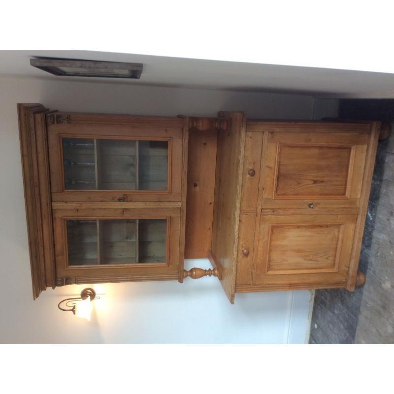 Antique Pine, Glass front dresser