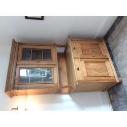 Antique Pine, Glass front dresser