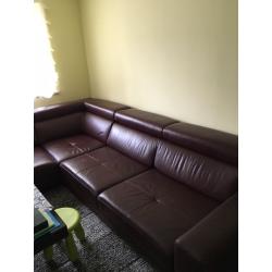 Corner leather sofa bed with sleeping mechanism