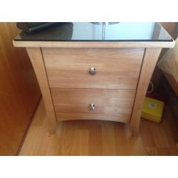 Ex sterling solid oak bed frame and side units