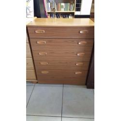 Mid-Century Vintage Teak Danish Style Chest Of Drawers SCHRIEBER