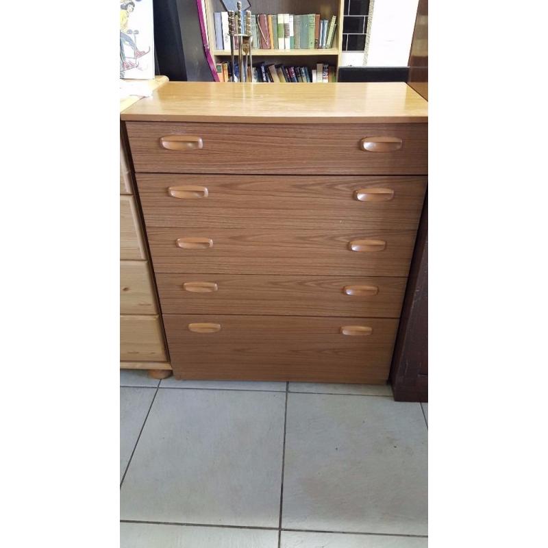 Mid-Century Vintage Teak Danish Style Chest Of Drawers SCHRIEBER