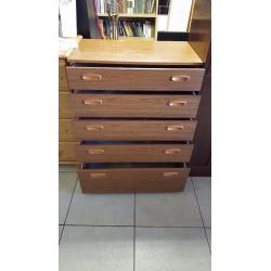 Mid-Century Vintage Teak Danish Style Chest Of Drawers SCHRIEBER
