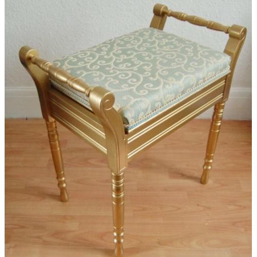 vintage upcycled gold PIANO STOOL storage bench
