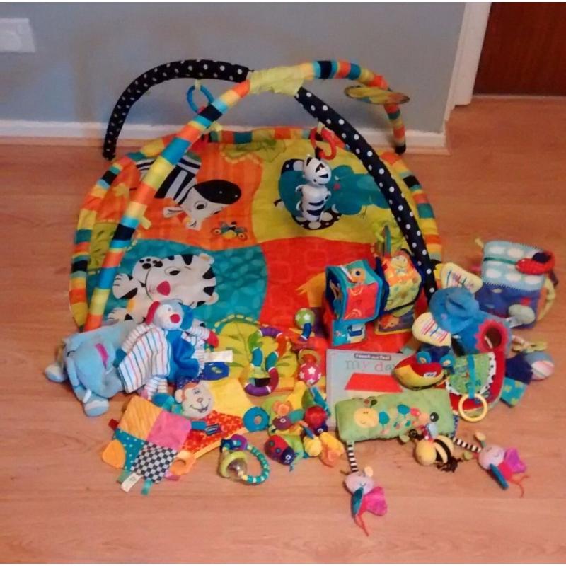 Baby play mat gym and lots of toys