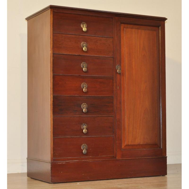 Attractive Vintage Mahogany Filing Haberdashery Cabinet Chest Of Seven Drawers
