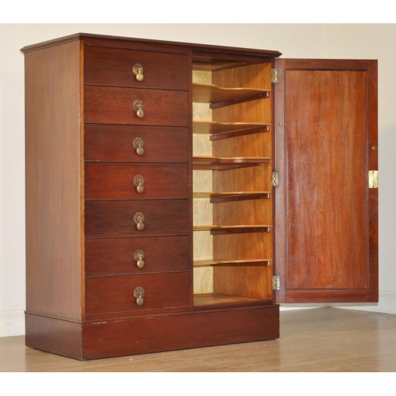 Attractive Vintage Mahogany Filing Haberdashery Cabinet Chest Of Seven Drawers