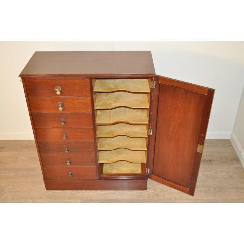 Attractive Vintage Mahogany Filing Haberdashery Cabinet Chest Of Seven Drawers