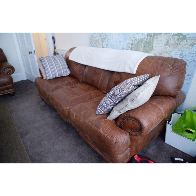 2 Three seater Leather couches sofas