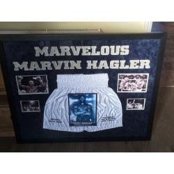 stunning Marvelous Marvin Hagler Hand signed photo display mounted on Boxing Shorts. Open to offers.