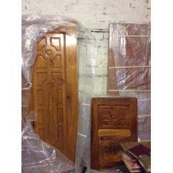 Carved Hardwood (teak) Double doors + 2 matching carved panels STUNNING SET