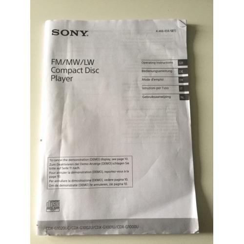Sony CDX-G1000U Car Stereo/CD Player