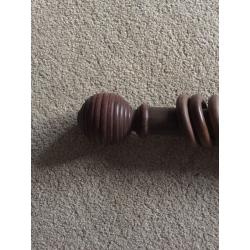 2 X brown wooden curtain poles