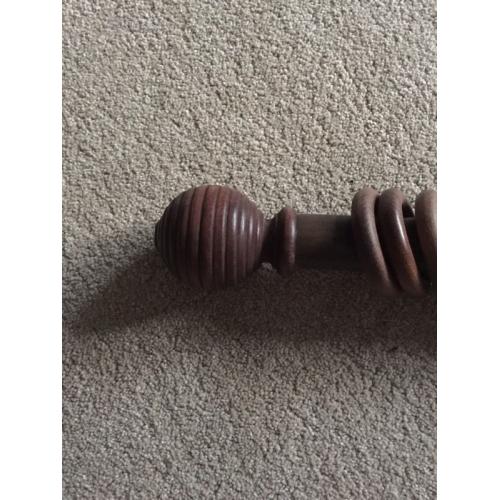 2 X brown wooden curtain poles