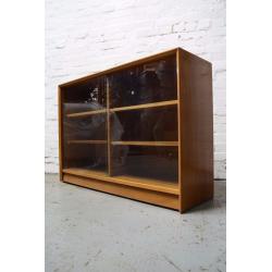 Teak bookcase with glass sliding doors (DELIVERY AVAILABLE)