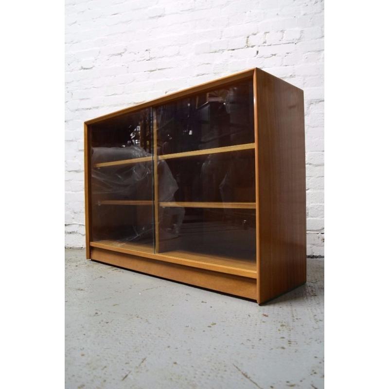 Teak bookcase with glass sliding doors (DELIVERY AVAILABLE)