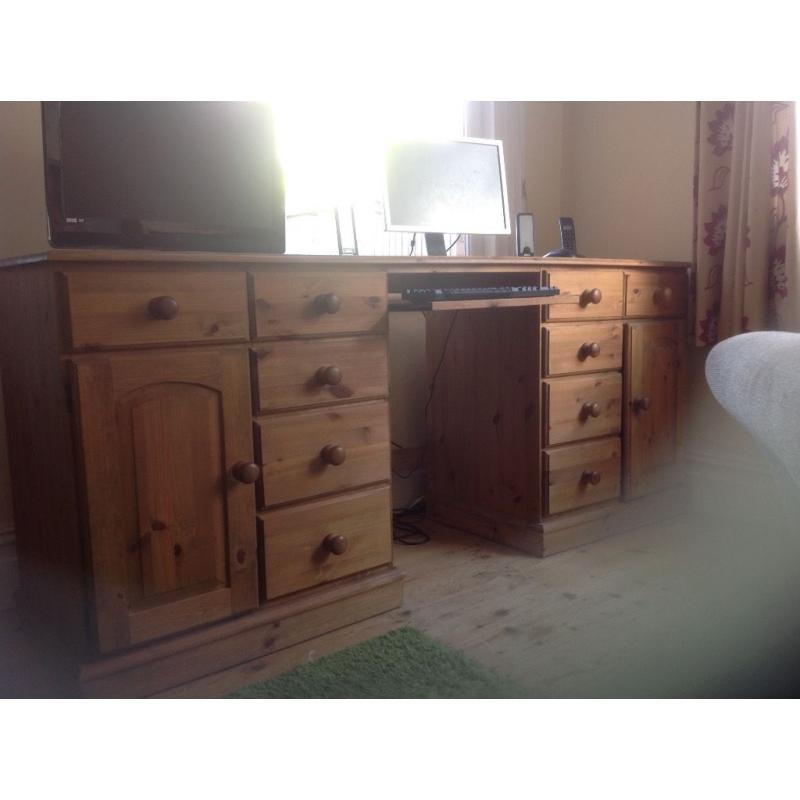 Desk, cupboard and drawers unit