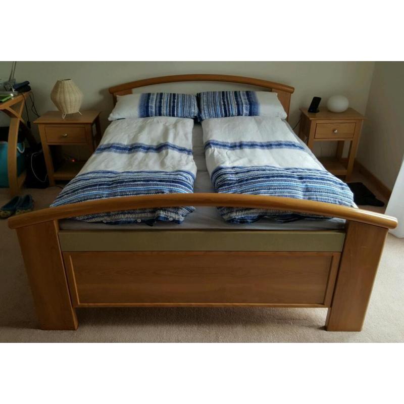 * DOUBLE BED BY GAUTIER * FRAME IS SOLID HARD WOOD * WOODEN SLATS * VGC *
