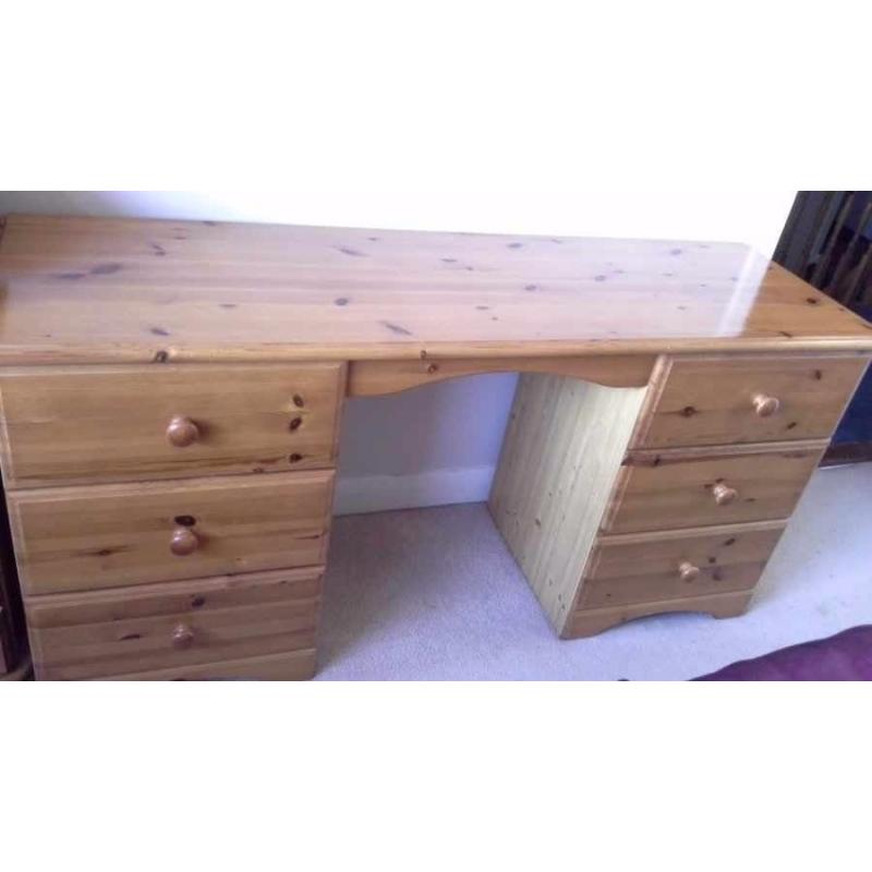 Pine Dressing Table, with three drawers down each side about 1.55M X 0.5M