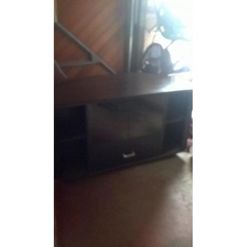 Black TV unit with glass door