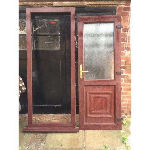 UPVC Brown double glazed door & frame
