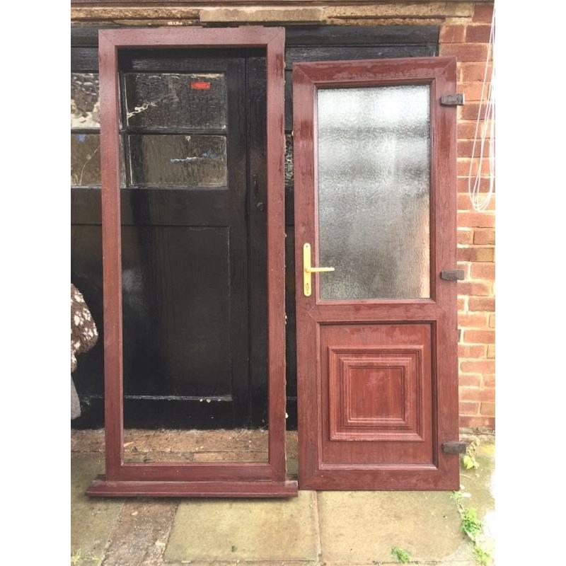 UPVC Brown double glazed door & frame