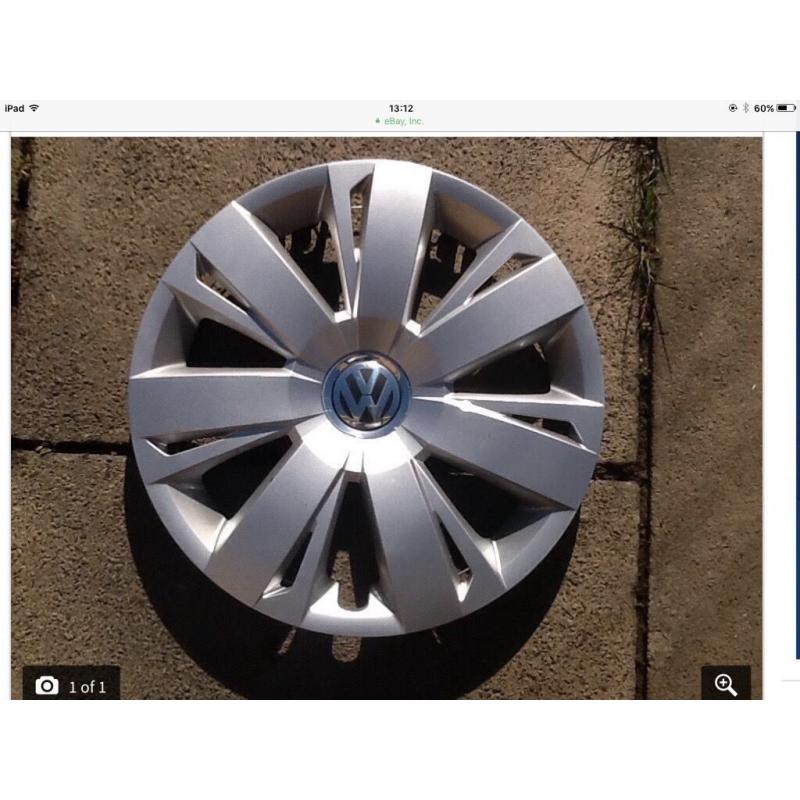 V/W Volkswagen wheel trims, 2013 Jetta 16" will fit Golf and others. Excellent condition.