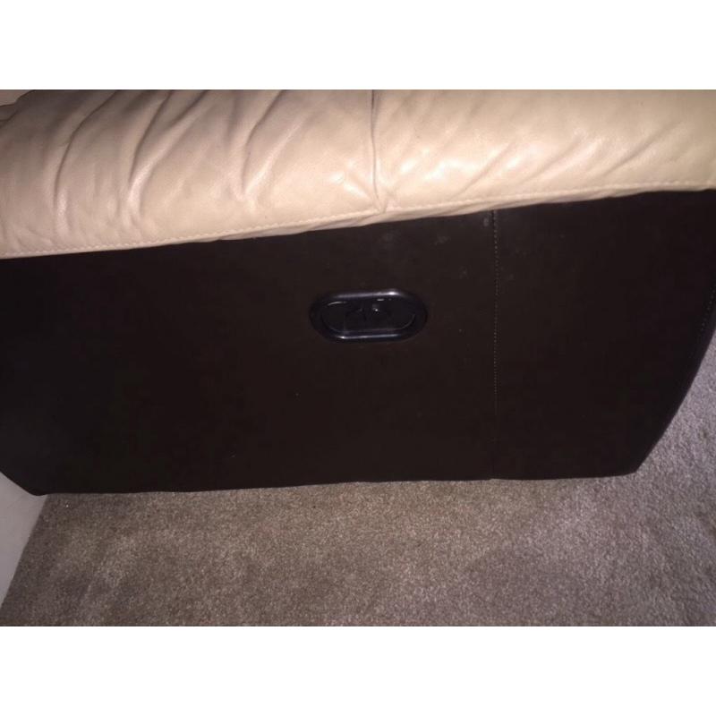 Leather corner couch with electric recliners