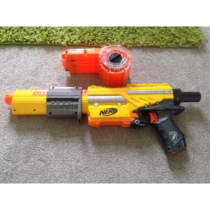 Bundle of 2 NERF foam dart guns and 1 Buzzbee dart gun