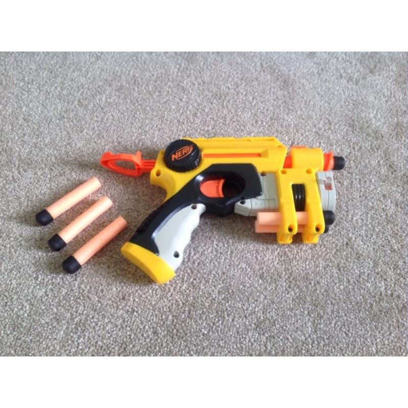 Bundle of 2 NERF foam dart guns and 1 Buzzbee dart gun