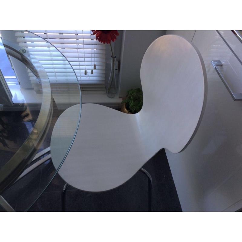 Modern Glass Round Table Plus 3 Chairs