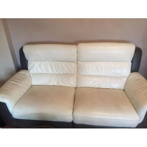 Two white and brown sofas in great condition one year old