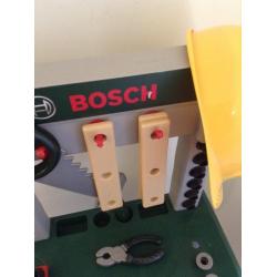 Bosch toy workbench with tools and hat