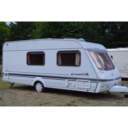 2001 Swift Charisma 560 4 Berth Touring Caravan, end washroom layout