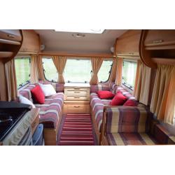 2001 Swift Charisma 560 4 Berth Touring Caravan, end washroom layout
